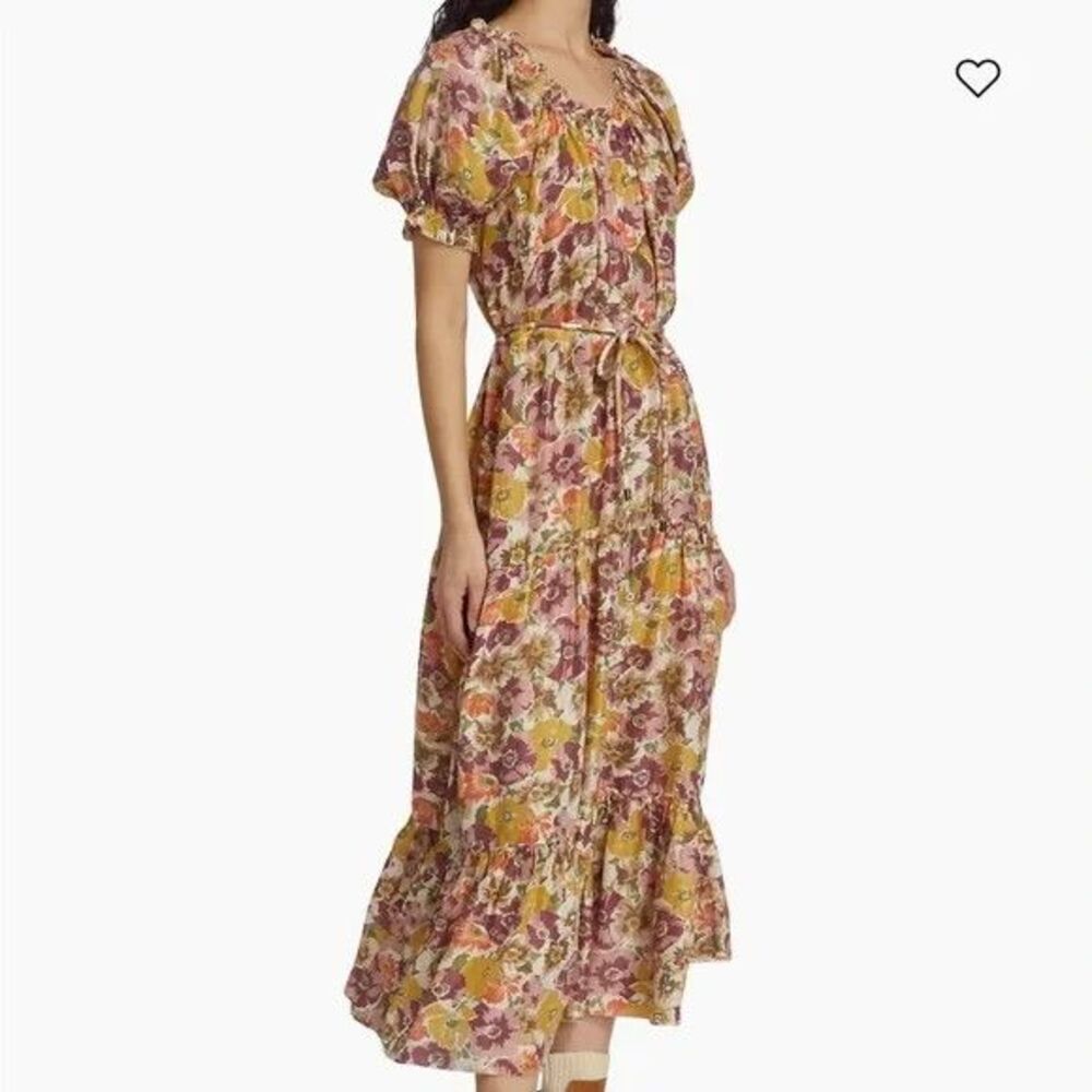 The Great The Chateau Silk Dress Cottaagecore Floral Print Ruffle Size 1 Small